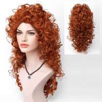 Pruik rood haar met volle krullen lang haar zonder pony