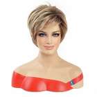 Pruik kort vlot pixie model blond bruin mix in laagjes Pruik kort vlot pixie model blond bruin mix in laagjes