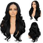 Lace front pruik lang zwart haar met slagen model Karli Lace front pruik lang zwart haar met slagen model Karli