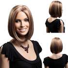 Luxe pruik steil haar bob model mix blond en bruin