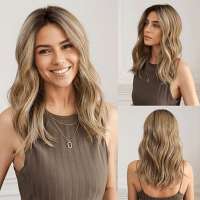 Lace front pruik halflang haar met slagen monofilament top