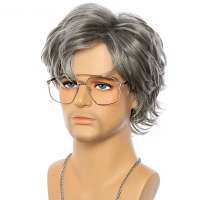 Herenpruik kort haar in laagjes grijsmix model 154