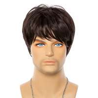 Mannenpruik donkerbruin haar in laagjes model 153