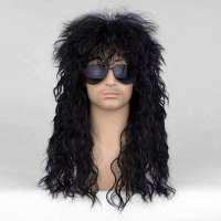 Carnaval pruik zwart wild lang haar model Rock