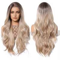 Mono top swiss lace pruik lang blond haar zonder pony model Loreen