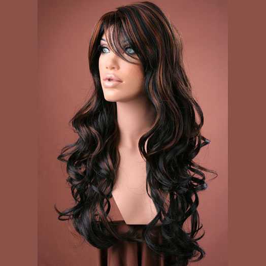 Pruik lang krullend haar model Broadway kleur P1B/30