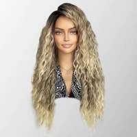 Pruik met lang haar wave slagen model 293