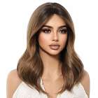 Pruik halflang haar in laagjes met pony lichtbruinmix