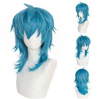 Cosplay pruik lang haar in laagjes blauw mix