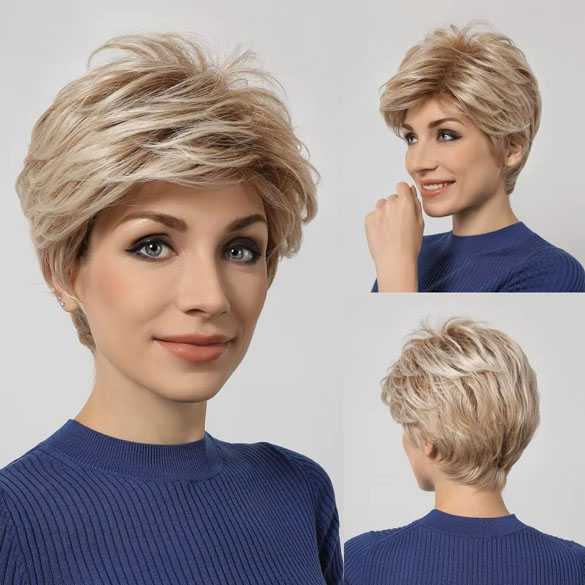 Pruik kort haar blondmix in laagjes model Nikkie