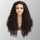 Swiss lace front pruik lang bruin haar met spiraalkrullen Winona