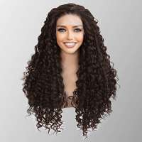 Swiss lace front pruik lang bruin haar met spiraalkrullen Winona