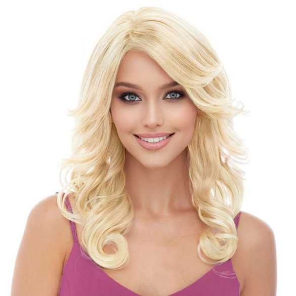 Pruik lang haar lichtblond met krullen model BLISS