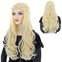 Luxe Daenerys Targaryen pruik blond lang haar met vlechten