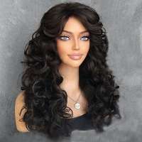 Pruik lang haar met krullen donker chocobruin