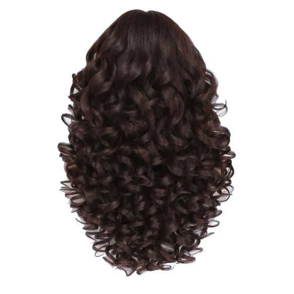 Luxe lace front pruik lang krullend haar Calla kastanje roodbruin