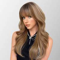 Pruik lang goudblond haar met slagen model Cally