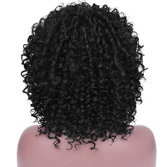 Afro kroes pruik zwart schouderlang haar spiraalkrullen