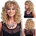 Pruik schouderlang haar in blondmix met krullen Pruik schouderlang haar in blondmix met krullen