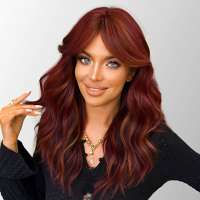 Pruik lang hennarood mix haar met natuurlijke slag model Senna