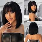 Luxe en sexy pruik zwart kort steil bob model met pony Talla Luxe en sexy pruik zwart kort steil bob model met pony Talla