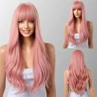 Pruik lang roze haar in lagen met grove slagen model 1028