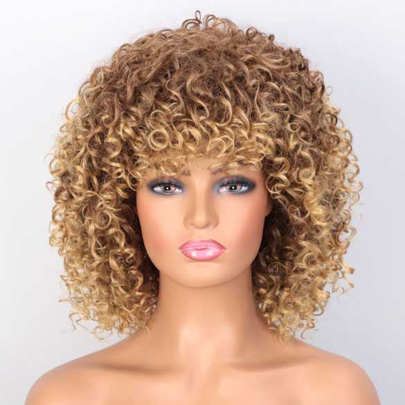 Pruik afro kroes met schouderlang haar spiraalkrullen