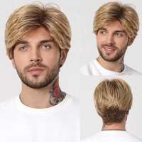 Mannenpruik kort in laagjes goudblond mix