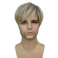 Mannenpruik blondmix met steil haar in lange lagen