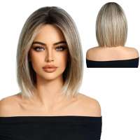 Pruik schouderlang blond bob model met steil haar Gillian