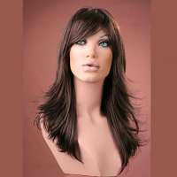 Pruik lang haar razor-cut model Hannah kleur chocolate