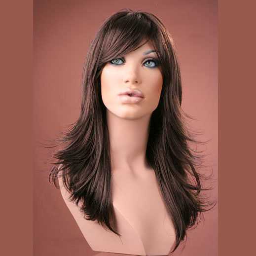 Pruik lang haar razor-cut model Hannah kleur chocolate