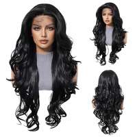Mono top swiss lace pruik lang zwart haar model Monique
