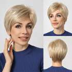 Pruik kort haar in laagjes goudblond mix Pruik kort haar in laagjes goudblond mix
