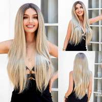 Mono lace pruik lang steil haar zonder pony model Romy