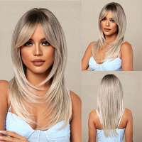 Pruik lang steil haar in laagjes model Debby