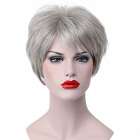 Moderne pruik kort haar in laagjes grijs kleur 51 Moderne pruik kort haar in laagjes grijs kleur 51