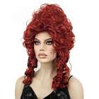 Marie Antoinette burlesque pruik rood kort met pijpekrullen