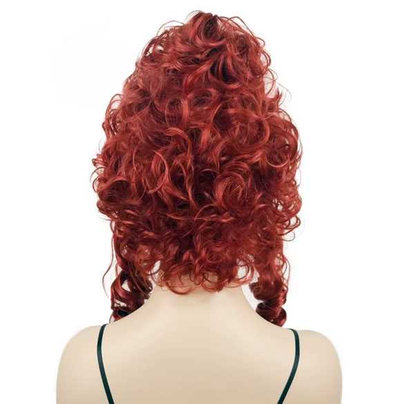 Marie Antoinette burlesque pruik rood kort met pijpekrullen